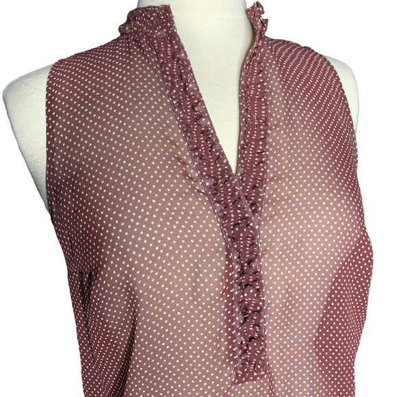 NWOT Worth New York Womens Brown Dark Red Polka Dot Sleeveless Blouse Size 2 - Picture 2 of 8